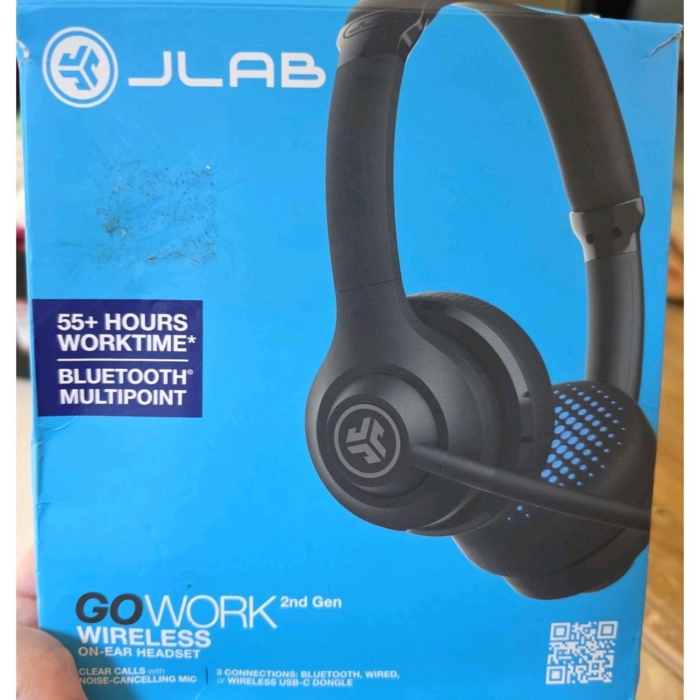 JLab GO Work 2nd Gen Wireless Bluetooth On-Ear Headset Open Box Complete Black
